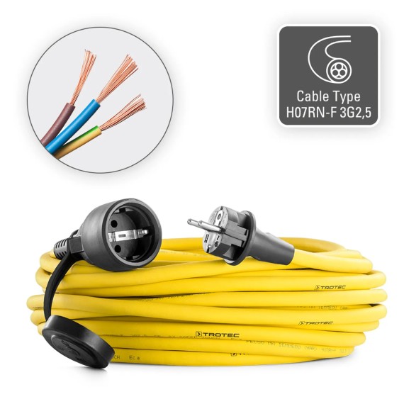 Przedłużacz profesjonalny 20 m / 230 V / 2,5 mm² - Wyprodukowano w Niemczech
